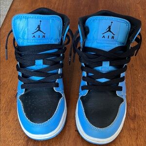 Nike Jordan 1 Mid GS University Blue Black White- kid size 4Y